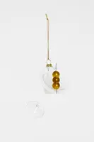 Yup in de boom glazen kerstbal dry martini olijf 10cm transparant, olijfgroen - afbeelding 1