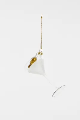 Yup in de boom glazen kerstbal dry martini olijf 10cm transparant, olijfgroen - afbeelding 2