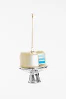 Yup in de boom glazen kerstbal gender reveal taart 8cm wit, blauw - afbeelding 1