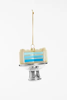 Yup in de boom glazen kerstbal gender reveal taart 8cm wit, blauw - afbeelding 2