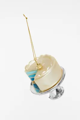 Yup in de boom glazen kerstbal gender reveal taart 8cm wit, blauw - afbeelding 3