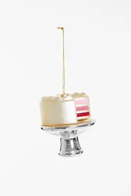 Yup in de boom glazen kerstbal gender reveal taart 8cm wit, roze - afbeelding 1