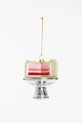 Yup in de boom glazen kerstbal gender reveal taart 8cm wit, roze - afbeelding 2