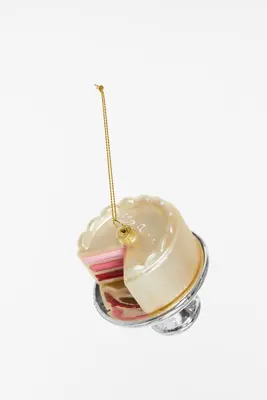 Yup in de boom glazen kerstbal gender reveal taart 8cm wit, roze - afbeelding 3