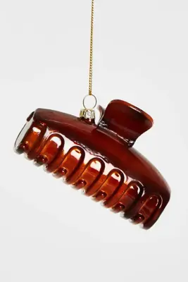 Yup in de boom glazen kerstbal haarclip 10cm bruin - afbeelding 1