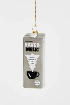 Yup in de boom glazen kerstbal havermelk 9.5cm grijs - afbeelding 1