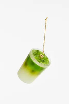 Yup in de boom glazen kerstbal iced matcha latte 8cm groen, wit - afbeelding 2