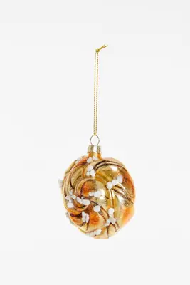 Yup in de boom glazen kerstbal kaneelbroodje 8cm bruin - afbeelding 3