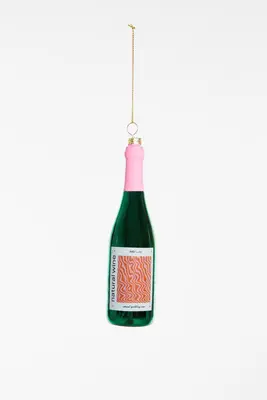 Yup in de boom glazen kerstbal natuurwijn 14cm groen, roze - afbeelding 1
