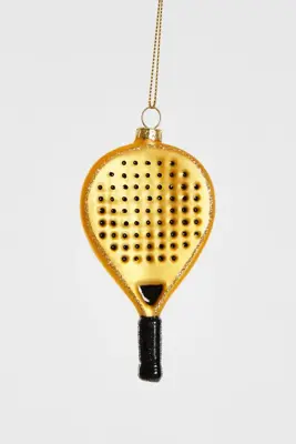 Yup in de boom glazen kerstbal padelracket 10cm goud - afbeelding 1