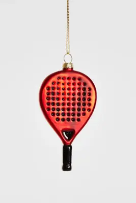 Yup in de boom glazen kerstbal padelracket 10cm rood - afbeelding 1