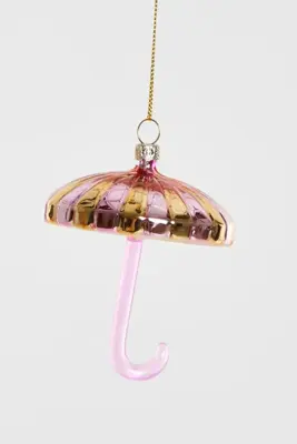 Yup in de boom glazen kerstbal paraplu 9cm roze, goud - afbeelding 1
