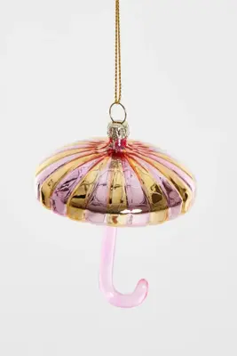 Yup in de boom glazen kerstbal paraplu 9cm roze, goud - afbeelding 2