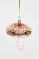 Yup in de boom glazen kerstbal paraplu 9cm roze, goud - afbeelding 2