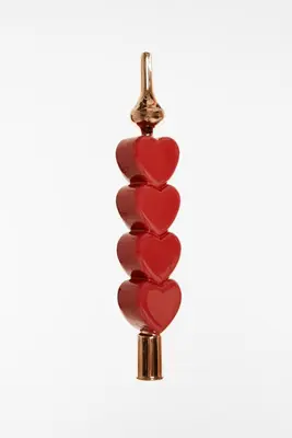 Yup in de boom piek glas hartjes 28cm rood, koper - afbeelding 2