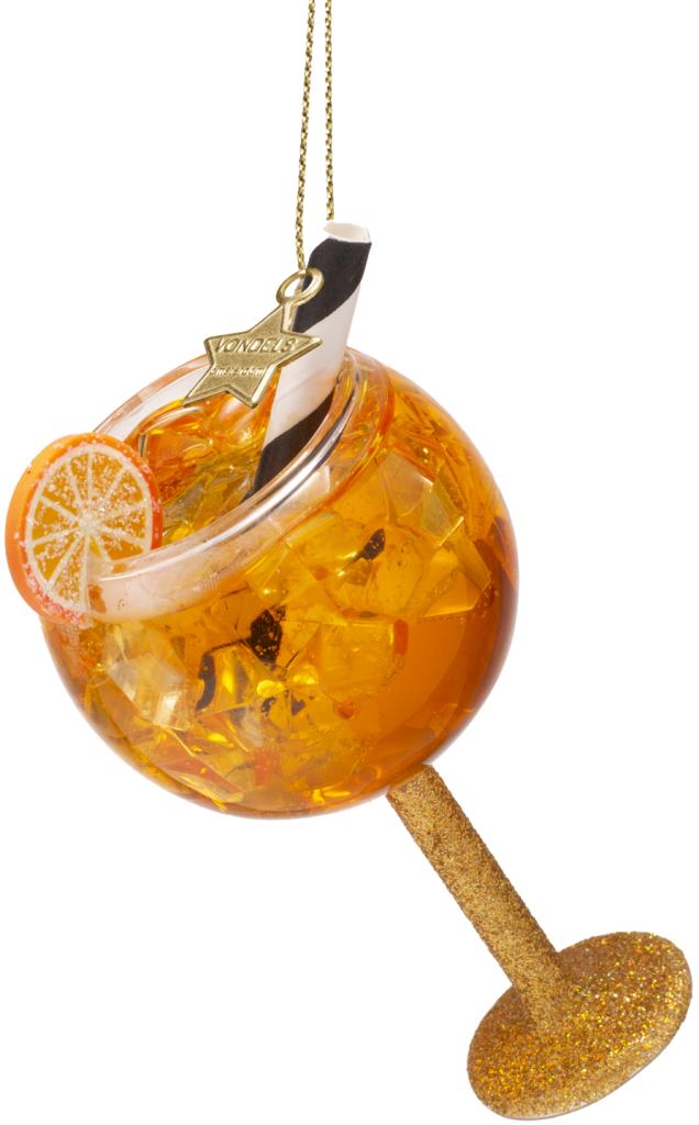 Vondels glazen kerstbal cocktail orange spritz 11cm transparant, oranje