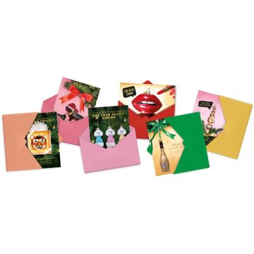 Vondels kerstkaarten 2x6 design met envelop multi 12 stuks