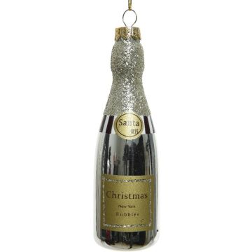 Decoris glazen kerst ornament champagne 12.5cm goud