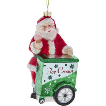 Kurt S. Adler glazen kerstbal kerstman ijsverkoper 13cm multi