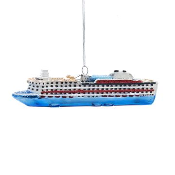Kurt S. Adler glazen kerstbal cruiseschip 15cm multi