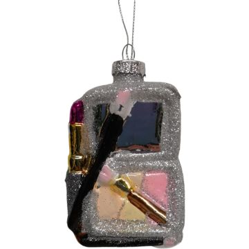 Glazen kerst ornament makeup 9.5cm roze