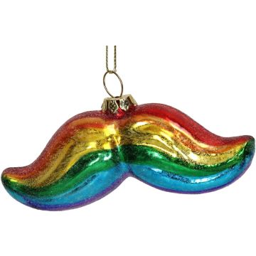 HD Collection glazen kerst ornament snor regenboog 5cm multi