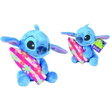 Simba Toys knuffel disney stitch met surfplank 25cm