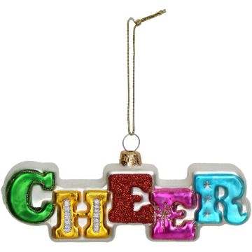 HD Collection glazen kerst ornament tekst 'cheers' 4.5cm multi