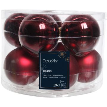 Decoris glazen kerstbal 6cm ossenbloed 10 stuks