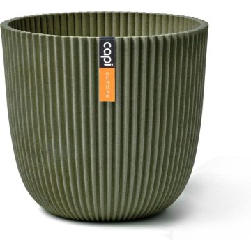 Capi 'made with' groove bol bloempot 13x12 cm grasgroen