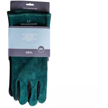 Gusta BBQ handschoenen suède groen set 2 stuks
