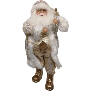 Kerstfiguur kunststof kerstman rudy 15x20x45cm crème