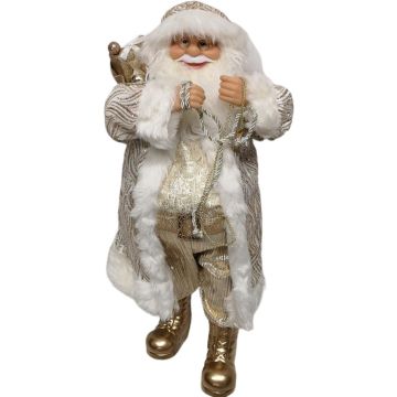 Kerstfiguur kunststof kerstman rudy 20x23x60cm crème