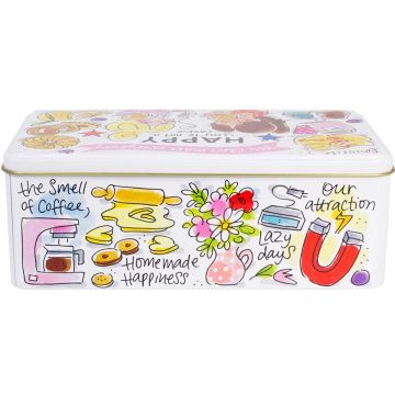 Blond Amsterdam koekblik rvs happy 20x11x7cm multi 