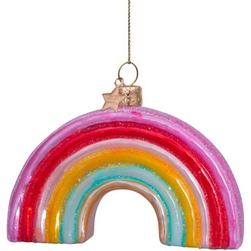 Vondels glazen kerstbal regenboog 8cm multi