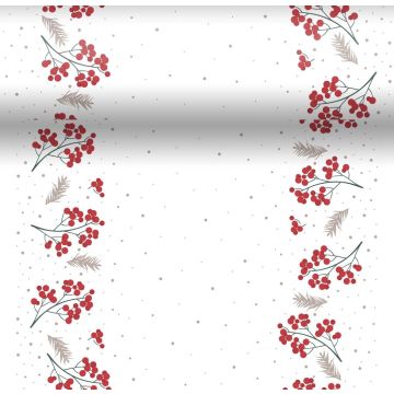 Duni dunicel 3-in-1 tafelloper berrie merrie 40x480cm wit, rood