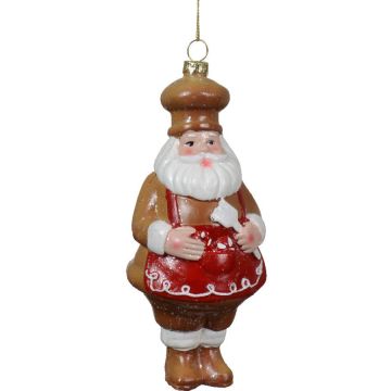 Decoris kunststof kerst ornament kerstman bakker 17.5cm bruin