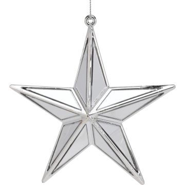 Kunststof kerst ornament ster spiegel 12cm zilver