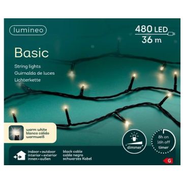 Lumineo kerstverlichting LED Basic Lights 480 lampjes 36m, warm wit