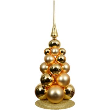 Decoris tafeldecoratie kerstboom kerstbal en piek licht goud 