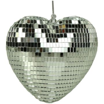 HD Collection kunststof kerst ornament hart disco 3.5cm zilver