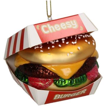 HD Collection glazen kerst ornament cheeseburger 8.5cm multi