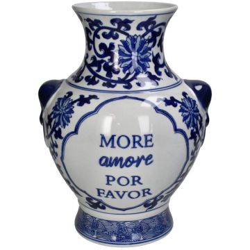 Kersten vaas porselein more amore por favor 21.5x31cm blauw