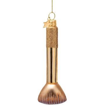 Vondels glazen kerstbal make-up kwast 11.5cm goud