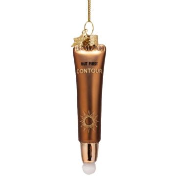 Vondels glazen kerstbal liquid contour 11.5cm bruin