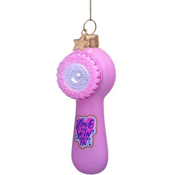 Vondels glazen kerstbal gezichtsreiniger 10cm roze