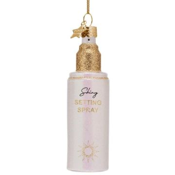 Vondels glazen kerstbal setting spray 10cm wit