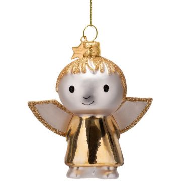 Vondels glazen kerstbal Nijntje engel 11cm goud