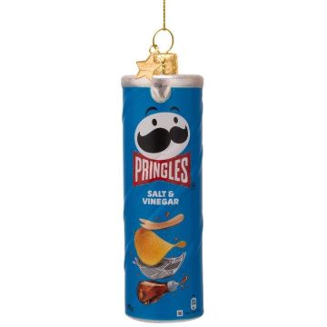 Vondels glazen kerstbal pringles chips bus 12cm blauw