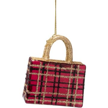 Vondels glazen kerstbal shopper 7cm rood